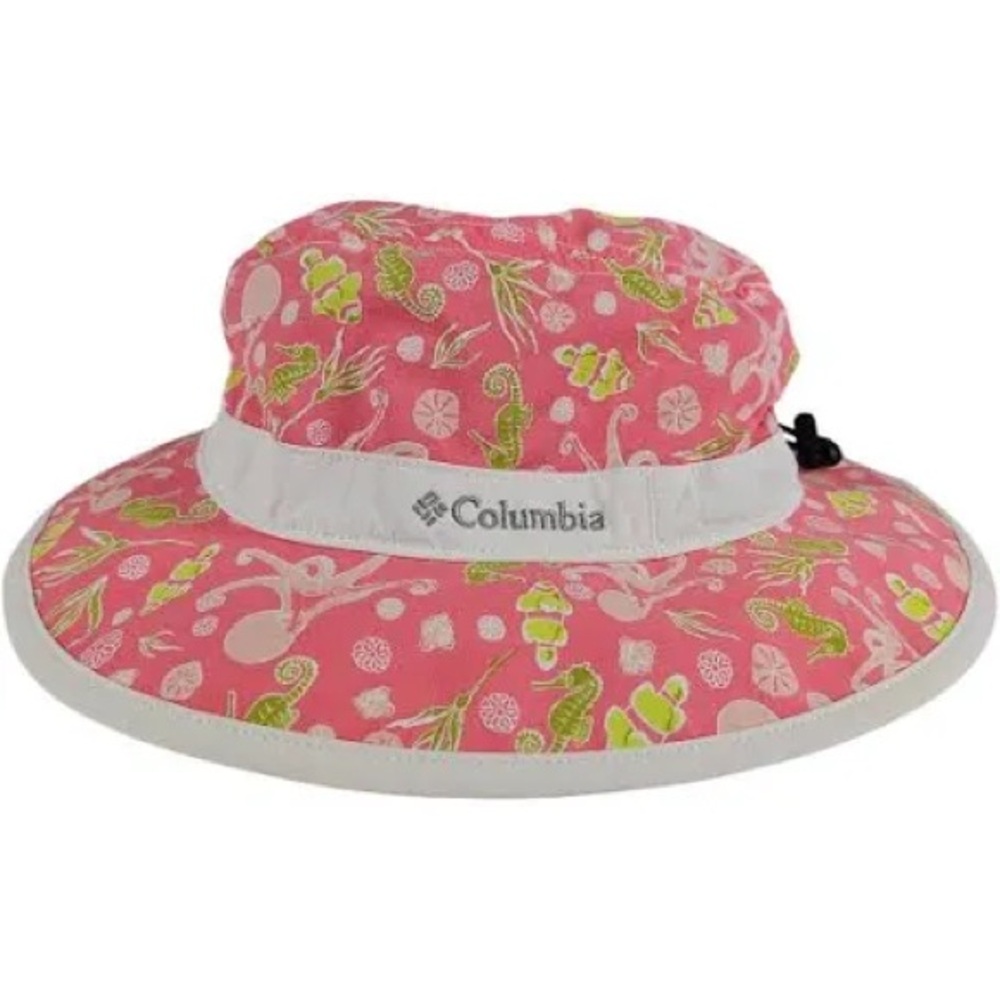 COLUMBIA GIRLS PINK FLORAL BOONEY HAT SOLAR STREAM UV PROTECT YOUTH one size